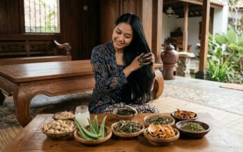 Wanita dengan rambut sehat