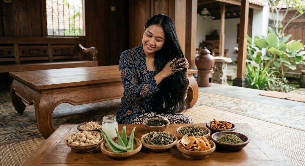 Wanita dengan rambut sehat